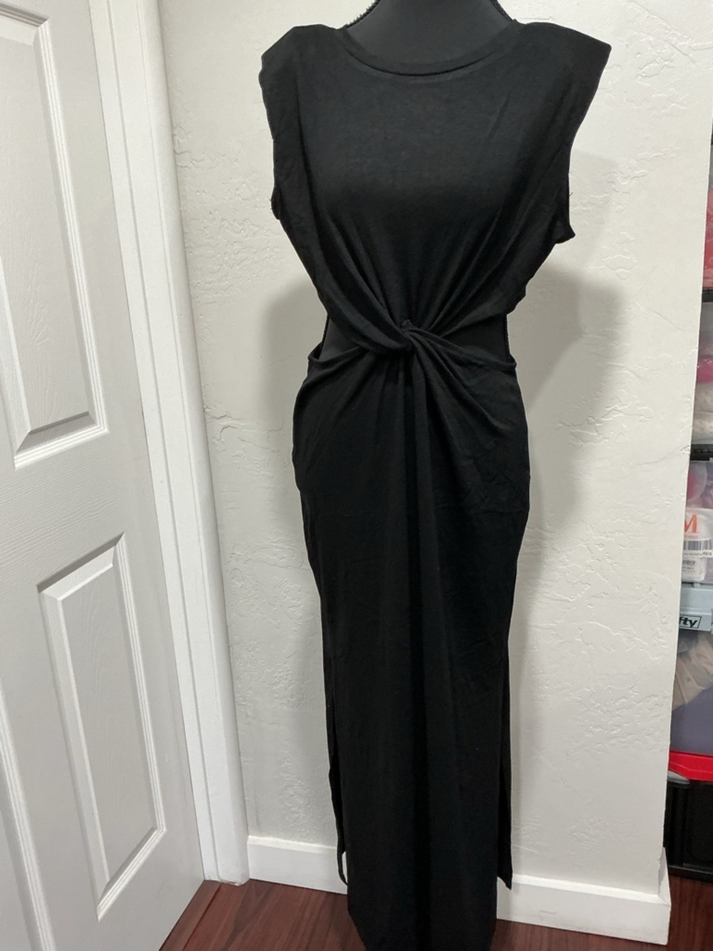 & Other Stories Black Sleeveless Twist-Waist Maxi Dress